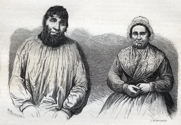 Les epoux Dumollard (Martin Dumollard (1810-1862) och hans hustru medbrottsling Marie Anne (Marie-Anne) Martinet (1814-1875) Gravyr från 1800-talet