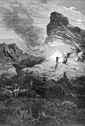 Livet i paleolitikum. 1800-talsgravyr.