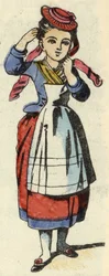 Lilla Rödluvan. Illustration av berättelsen "Rödluvan" av Charles Perrault