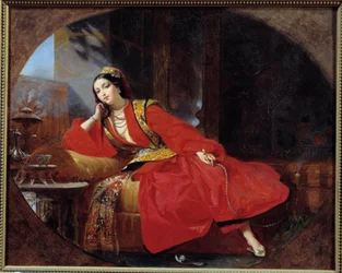 Odalisken i rött Anonym målning. Avignon från 1800-talet, Musee Calvet