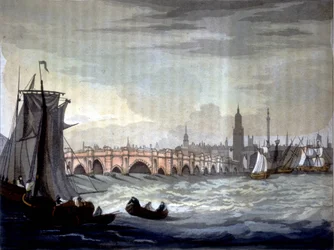 London Bridge och Southwark Cathedral, England.