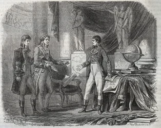 Lord Cornwallis (1738-1805) förhandlade om Amiensfördraget (1802) med Napoleon Bonaparte (1769-1821) - freden i Amiens, Frankrike - Fördrag undertecknat mars 1802 som avslutade revolutionskrigen