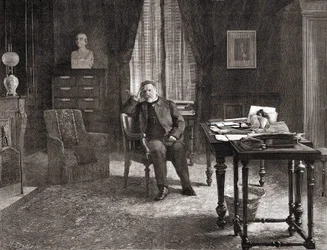 Louis Pasteur på sitt kontor vid institutet. 1800-talsgravyr.