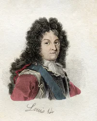 Ludvig XIV (Louis Dieudonne 1638-1715) kung av Frankrike och Navarra. Från boken Crabbs Historical Dictionary publicerad 1825
