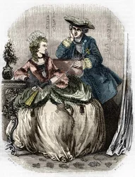 Louis XV och Madame de Pompadour, Jeanne Antoinette Poisson (1721-1764) (Marquise de Pompadour) - i Frankrikes historia av L.-P. Anquetil