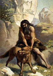 Lycanthropy: Delire av den som tror att han har förvandlats till en varg. Chromo från 1800-talet
