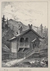 Maison Scandinavian (Scandinavian House) - gravyr från 1889 i "History of human habitation at the Universal Exhibition of 1889, by Mr Charles GARNIER - Librairie centrale des beaux-arts Paris 1889