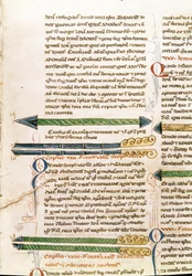 Manuskriptsida "" Kirurgi"" (MS. LAT.VII XXXII-3023) av Guillaume de Salicet (Guglielmo da Saliceto) (1207-1270) munk och läkare. 1300-talets Biblioteca Marciana Venedig