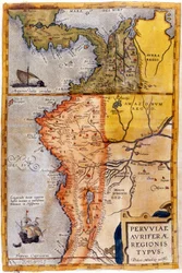 Karta över Colombia och Peru. 1590.