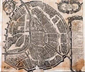 Karta över Moskva City i Ryssland på 1600-talet. Paris, B.N.