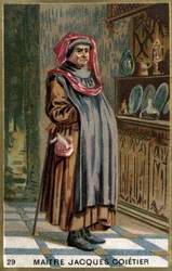 Mästare Jacques Coitier, förste läkare, läkare för Ludvig XI. Kromolitografi av 1800-talet.
