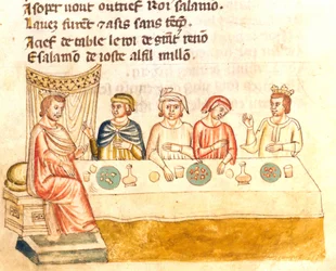 Måltid av kungen och hans undersåtar Miniatyr av 1100-talet Biblioteca Marciana Venedig