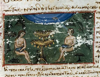 Miniatyroriginalfiske från "Codex of the Octateuch of the Serail" (ms.8 eller Seraglio Octateuch) 1100-talets Topkapi Seraglio Museum Library Istanbul