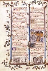 Missal of Saint Denis, cirka 1350. Miniatyr föreställande Clotaire (Clothaire) och Dagobert.