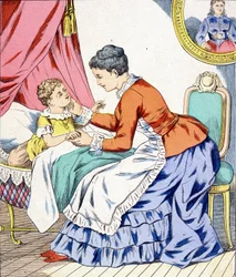 Mamma sjunger en vaggvisa för att sitt barn ska sova.