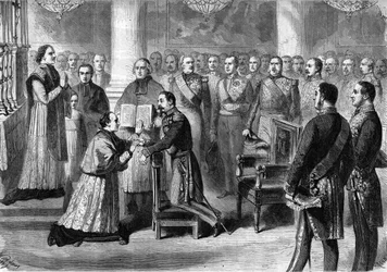 Monsignor Georges Darboy (1813-1871) ärkevek i Paris som avlade en ed i händerna på Napoleon III vid kapellet i Tuilerierna 1863.