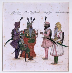 "Moonshee Bishun Singh, Maha Raja Ranjeet Singh, Raja Dian Singh, Sirdar Dulla Singh"