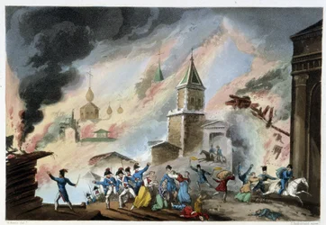 Moscow Fire, september 1812 - i "" Napoleonkrigen"" av Sutherland, Duburg, London
