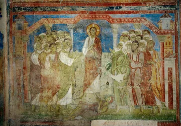 Muralmålningar i kyrkan i benediktinerklostret Lambach, Oberösterreich (fresker)