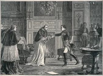 Napoleon besöker påven Pius VII i Fontainebleau 1804 - Besök av Napoleon I hos påven Pius VII a Fontainebleau 1804
