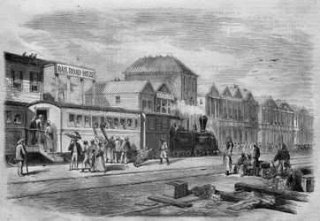 Nya Granada (nuvarande Colombia): Aspinwall Railway, utgångspunkt från transistmiska till Panamanäset. i "Det illustrerade universum", 1866-04-07.