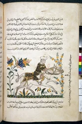 Nihāyat al-suʾl wa-al-umnīyah fī taʿlīm al-furūsīyah, Add MS 18866, f.122v, c.1371 (bläck & pigment på papper)
