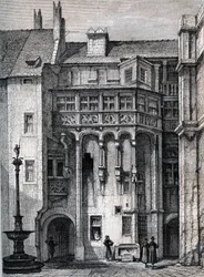 Nurnberger Rathaus - innergården till Nürnbergs rådhus - gravyr runt 1867
