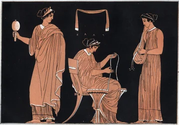 Homeros Odysséen: Penelope och hennes tjänarinnor - gravyr ur "Usi e Costumi di Tutti i Popoli dell