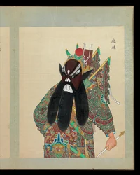 Hundra porträtt av karaktärer från Pekingoperan, slutet av 1800-talet - början av 1900-talet (album med femtio blad; bläck, färg och guld på siden)