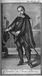 Knight.Knight of St. Peter (San Pietro) i Rom på 1400-talet. I "" Historia om militära order eller riddare, om de säkra och rutinmässiga miliserna av båda könen, som har etablerats fram till idag. Upplagan hämtad från Abbe Giustiniani,