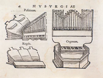 Organrepresentation. Sidan hämtad från Musurgias praktiska manual för musik
