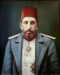 Osmanska riket: Porträtt av sultan Abdulhamid II (oljemålning)