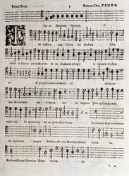 Sida med partitur av Psalmer (op 16) av Ludovico Viadana