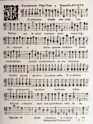Sida med partitur av Psalmer (op 16) av Ludovico Viadana