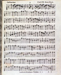 Sida med partitur av Musikaliska symfonier av Ludovico Viadana