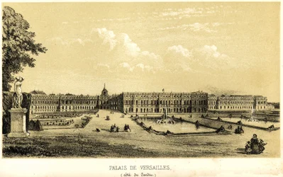 Palace of Versailles, utsikt över trädgården 1857.