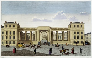 Deputeradekammarens palats, cirka 1820 - i "" Views of Paris" av Courvoisier