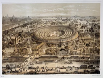 Panoramautsikt över världsutställningen 1867 i Paris. Paris, Musée Carnavalet
