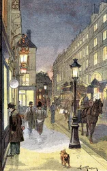 Paris på natten, illustration från slutet av 1800-talet.