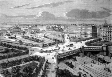 Paris, Europas nya plats på de västra järnvägarna. 1868. Gravyr av 1800-talet.