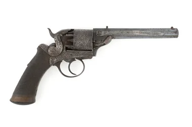 Percussion sidohammare revolver, möjligen 0,38 tum kaliber, ca 1860-talet (revolver, slagverk, sido hammare)