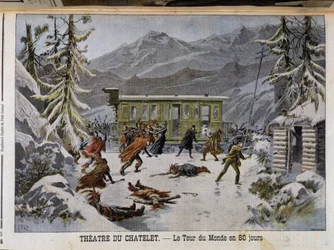 Uppträdande på Théatre du Chatelet av "Jorden runt på 80 dagar"" - i "" Le PetitJournal"" från 1898-03-13
