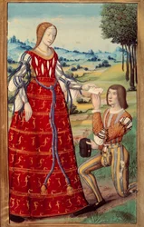 Phedre tenderar ett brev till en miniatyrbudbärare från en översättning av "" L