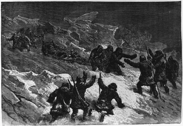 Nordpolen: Mötet mellan Markham Sleds - Nares Georges S., A Voyage to the Polar Sea, Paris: Hachette