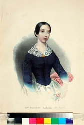 ""Porträtt av sångerskan och kompositören Pauline Viardot (1821-1910)"" (Porträtt av sångerskan och kompositören Pauline Viardot (1821-1910)) Anonym akvarell omkring 1840 Dim 44,5x31,5 cm I Turgenev Memorial Museum, Moskva