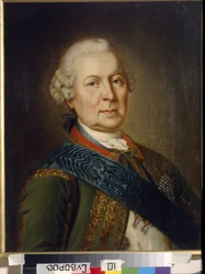 Porträtt av greve Burckhardt Christoph von Munnich (1683-1767) (Porträtt av greve Burkhard Christoph von Munnich). Anonym målning, olja på duk, tidigt 1800-tal, klassicism. Institutet för rysk litteratur IRLI (Pushkinhuset), Sankt Petersburg.