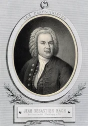 Porträtt i medaljong av Jean Sebastien Bach (Johann Sebastian Bach