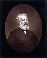 Porträttmedaljong av Jules Verne - i "" Les Hommes d