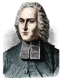 Porträtt av Abbe Jean Antoine (Jean-Antoine) Nollet (1700 - 1770), fransk fysiker - i "Album de la Science; berömda vetenskapsmän; Stora upptäckter””” 1896.