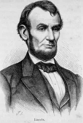 Porträtt av Abraham Lincoln (1809 - 1865) USA:s 16:e president (1861 - 1865)